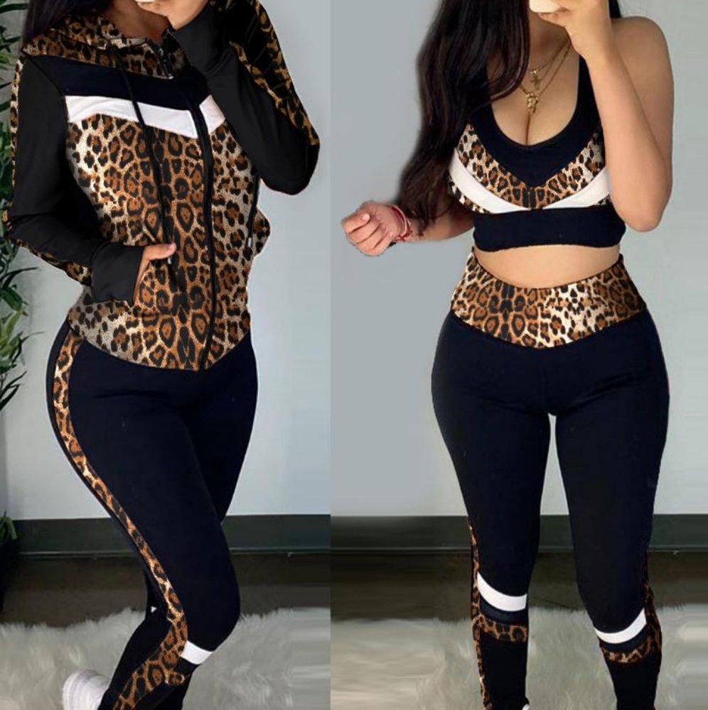 Crop top & High Waist Pant with Hoodie Coat Set